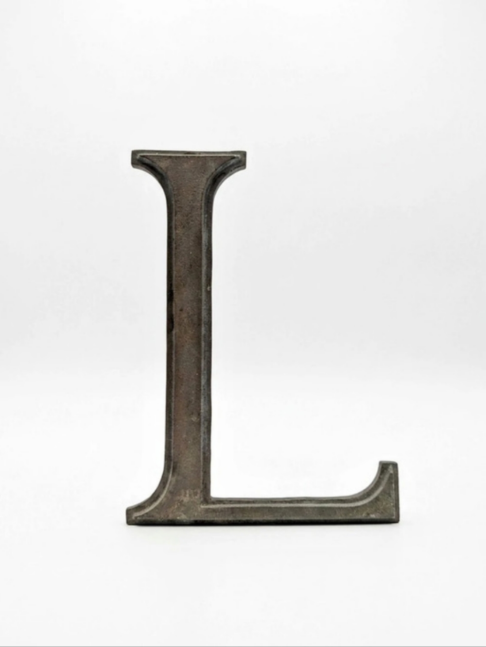 Vintage Large Cast Bronze Architectural Letter L Sign Industrial Wall Decor
